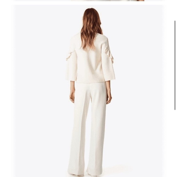 Tory Burch Ashley Ruffled Bell Sleeves Pullover Knit Sweater Wool Ivory - Picture 2 of 9